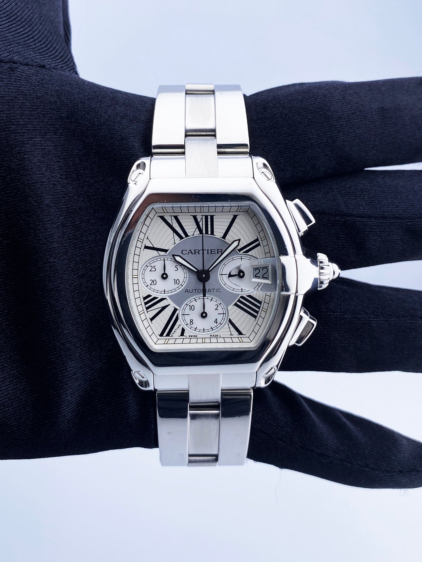 Cartier Roadster XL 2618 Sliver Dial Mens Watch - Wristwatch