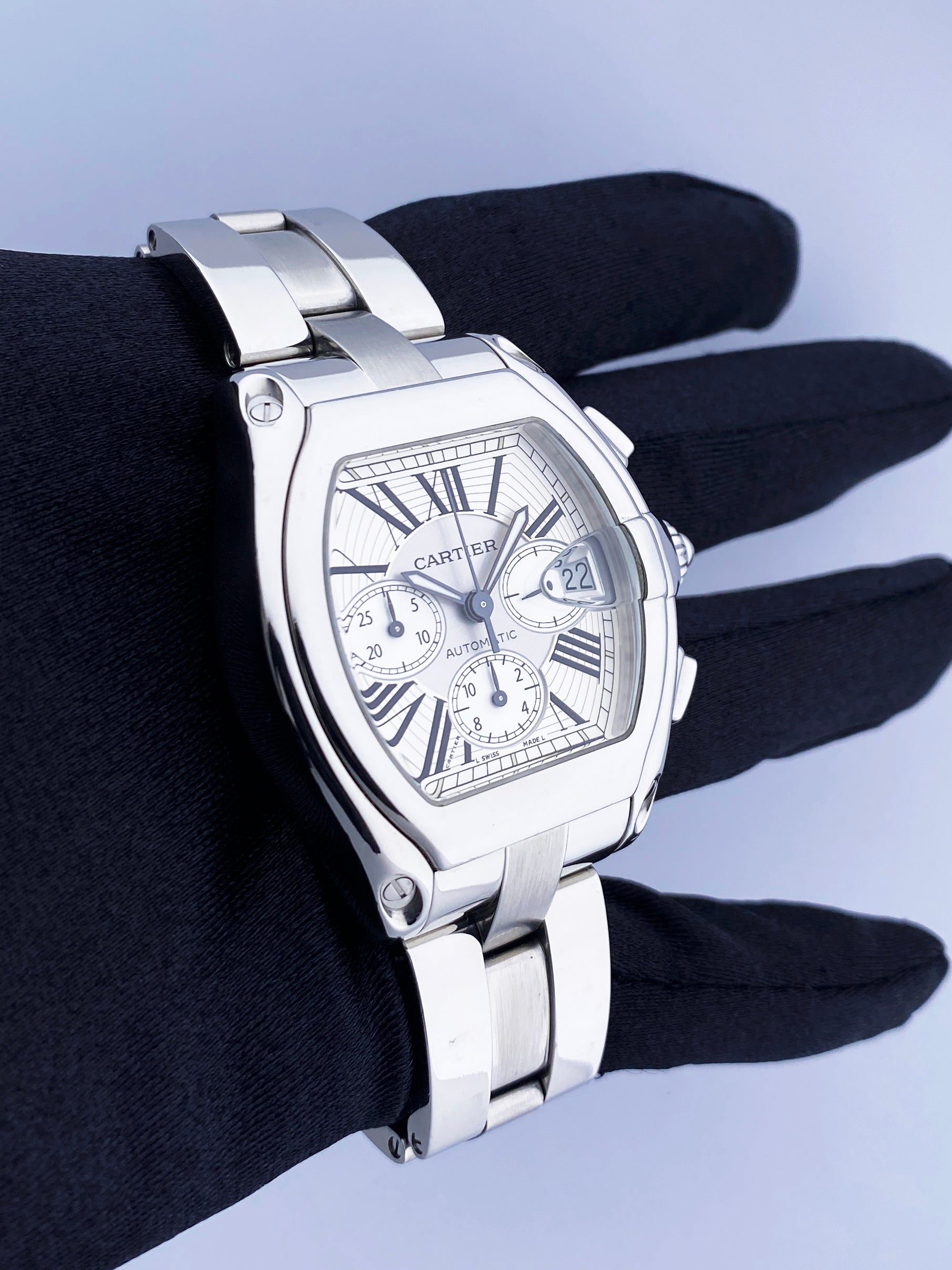Cartier Roadster XL 2618 Sliver Dial Mens Watch - Wristwatch
