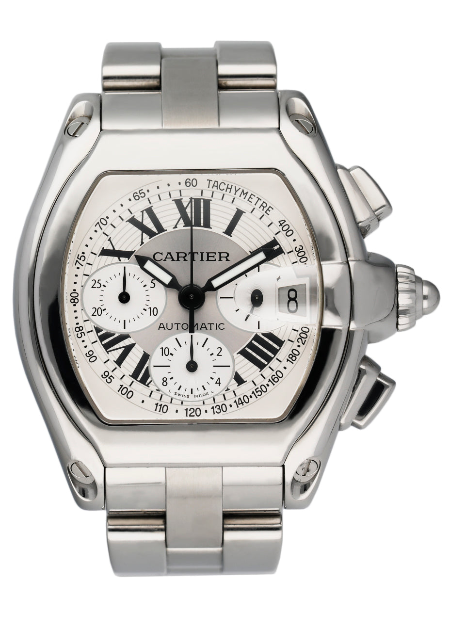 Cartier Roadster XL 2618 Sliver Dial Mens Watch - Virtual