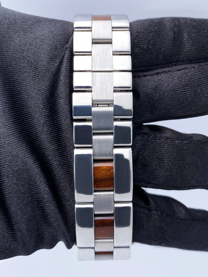 Cartier Roadster XL W6206000 Wood Dial White Gold Mens Watch