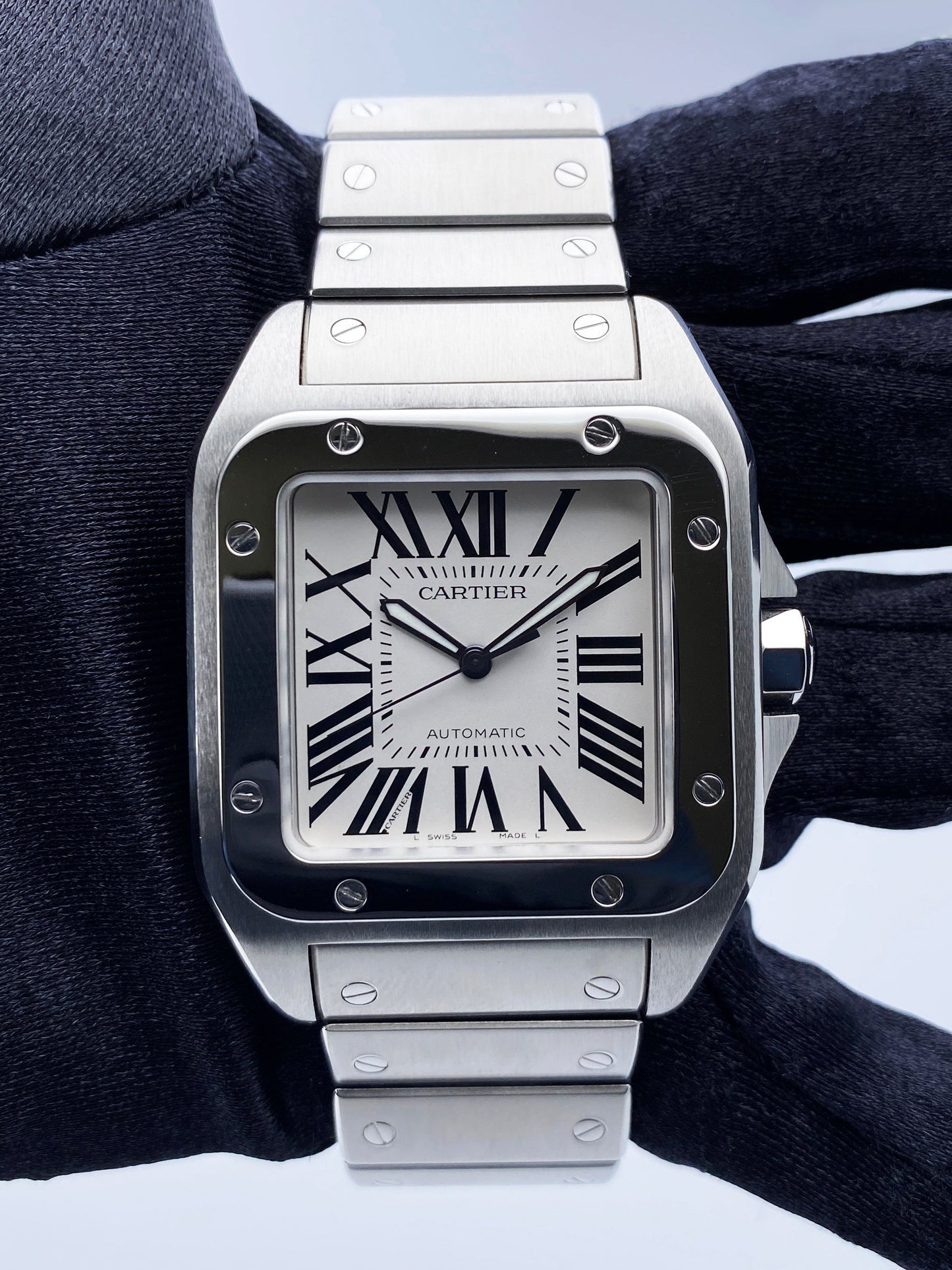 Cartier Santos-100 2656 XL W200737G Stainless Steel Mens Watch - Wristwatch