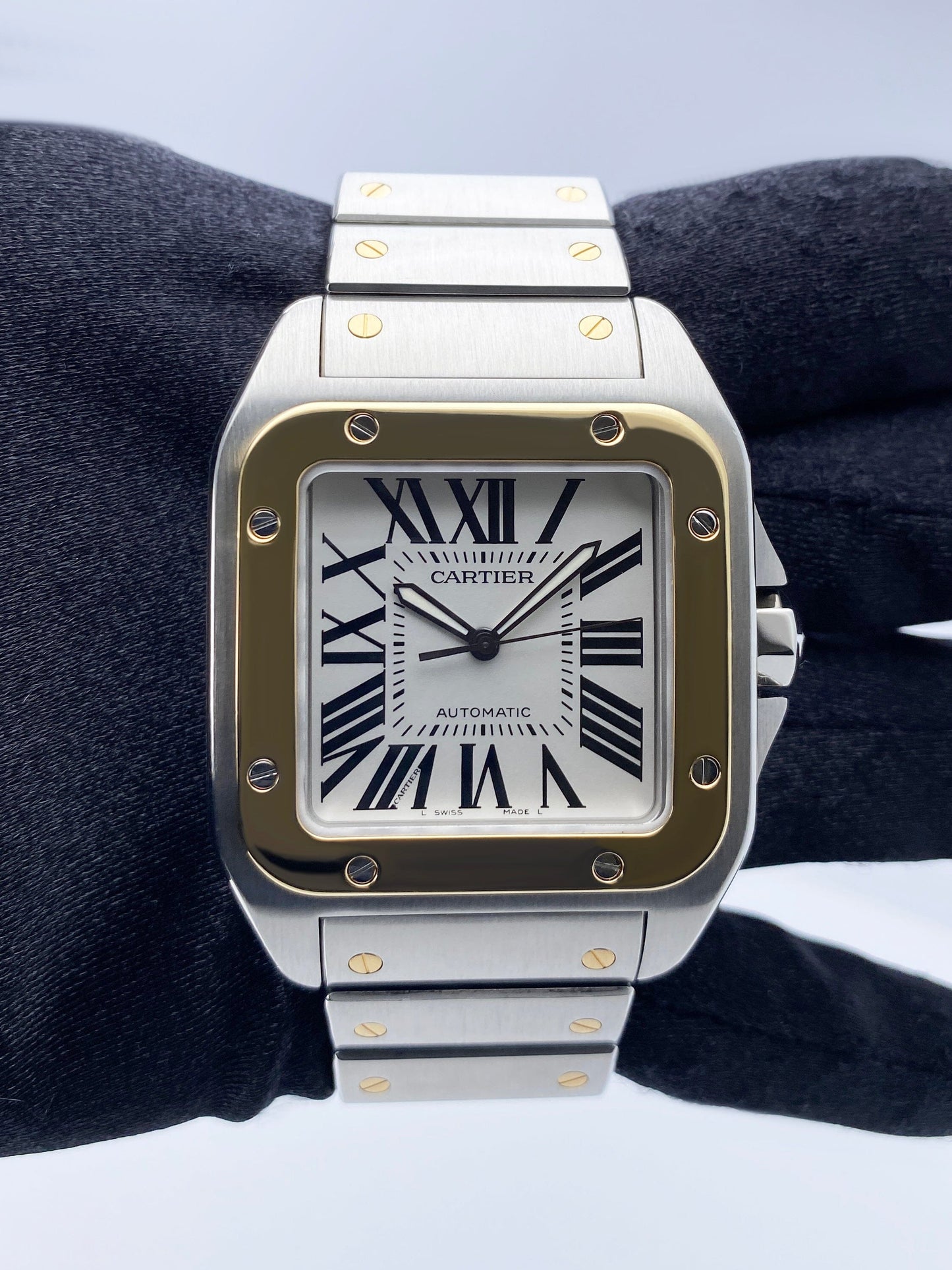 Cartier Santos-100 XL W200728G Two Tones Mens Watch