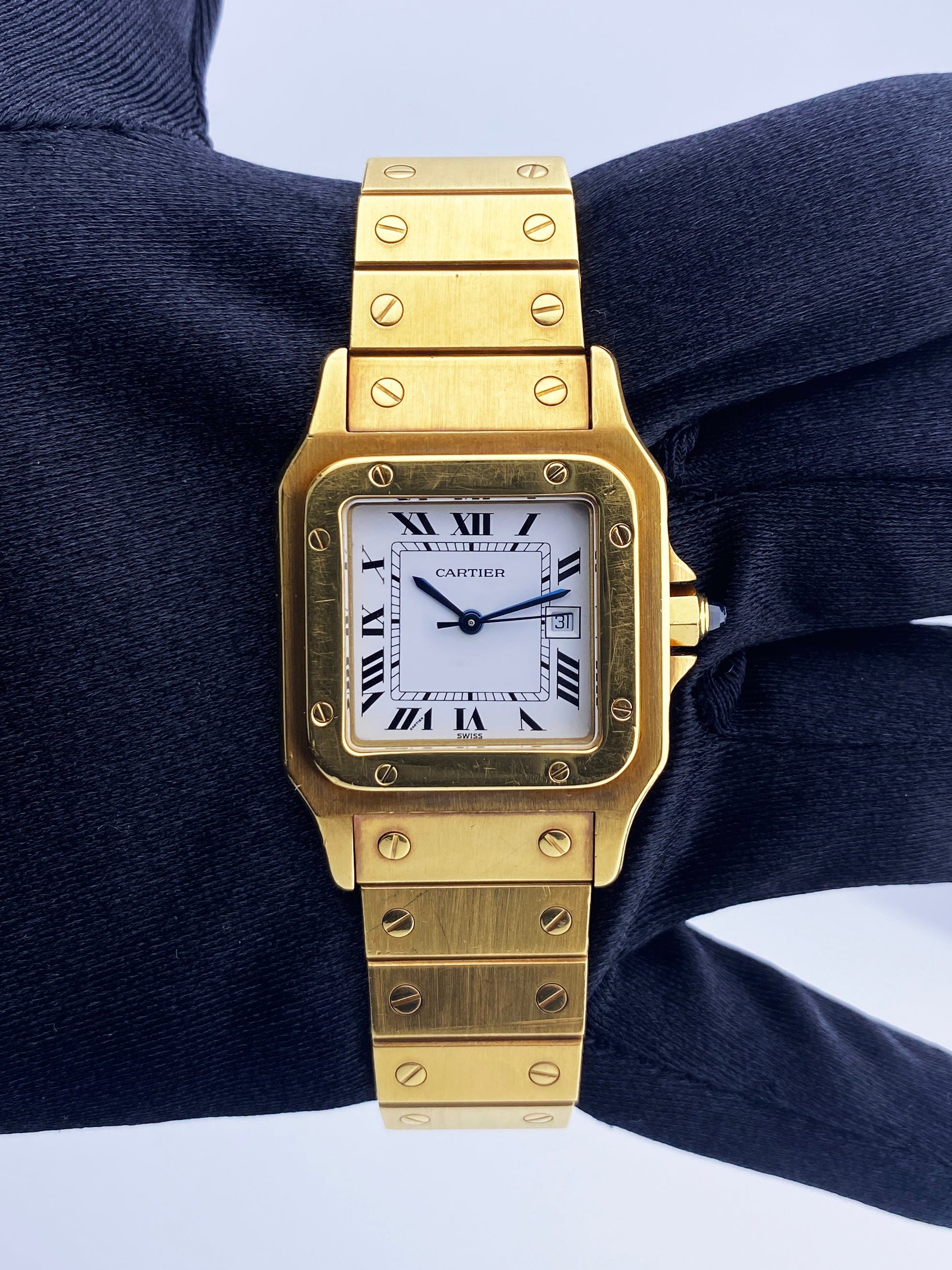 Cartier Santos 18K Yellow Gold Mens Watch