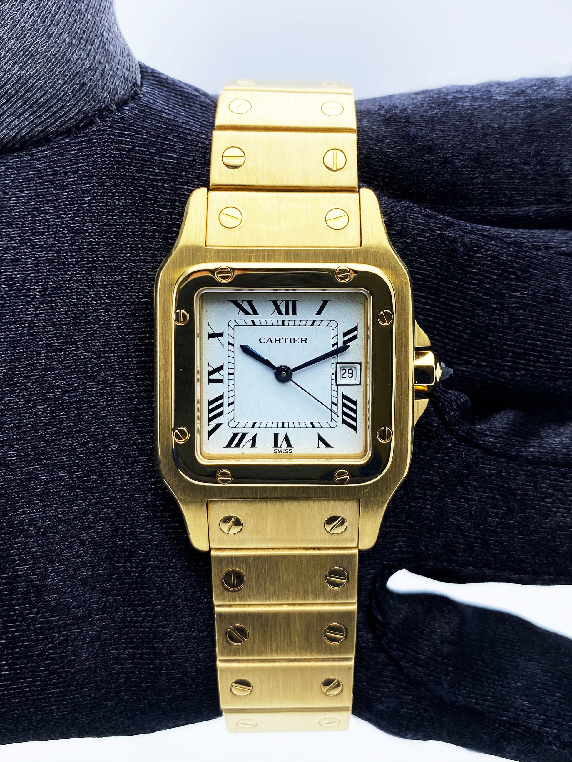 Cartier Santos 18K Yellow Gold Mens Watch