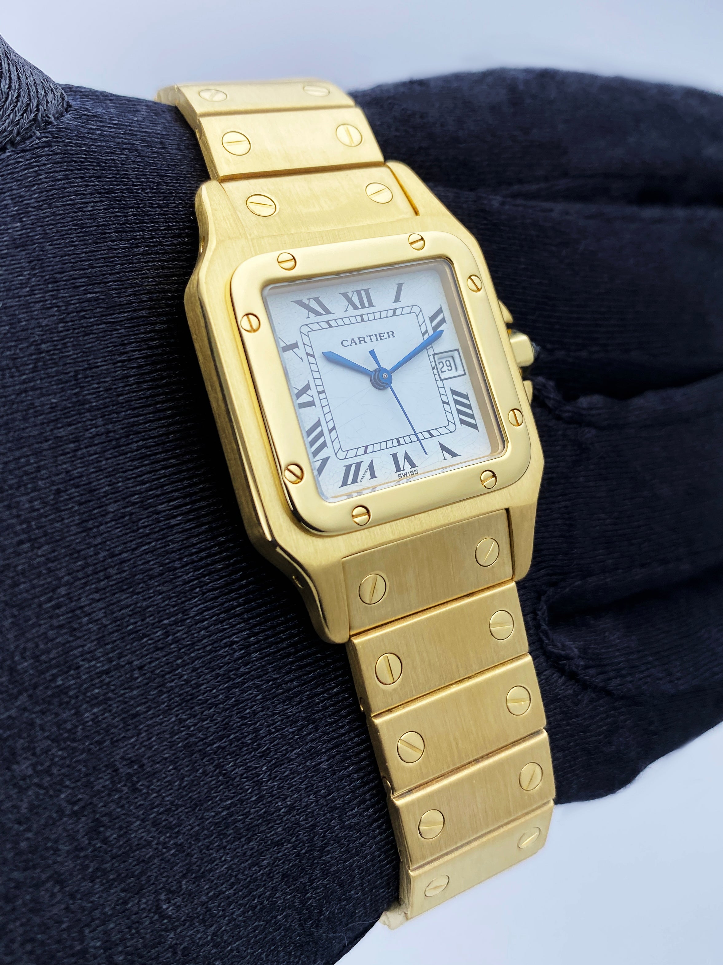 早割シーズン券 Yellow 18K Santos Cartier Gold Watch Mens アクセサリー