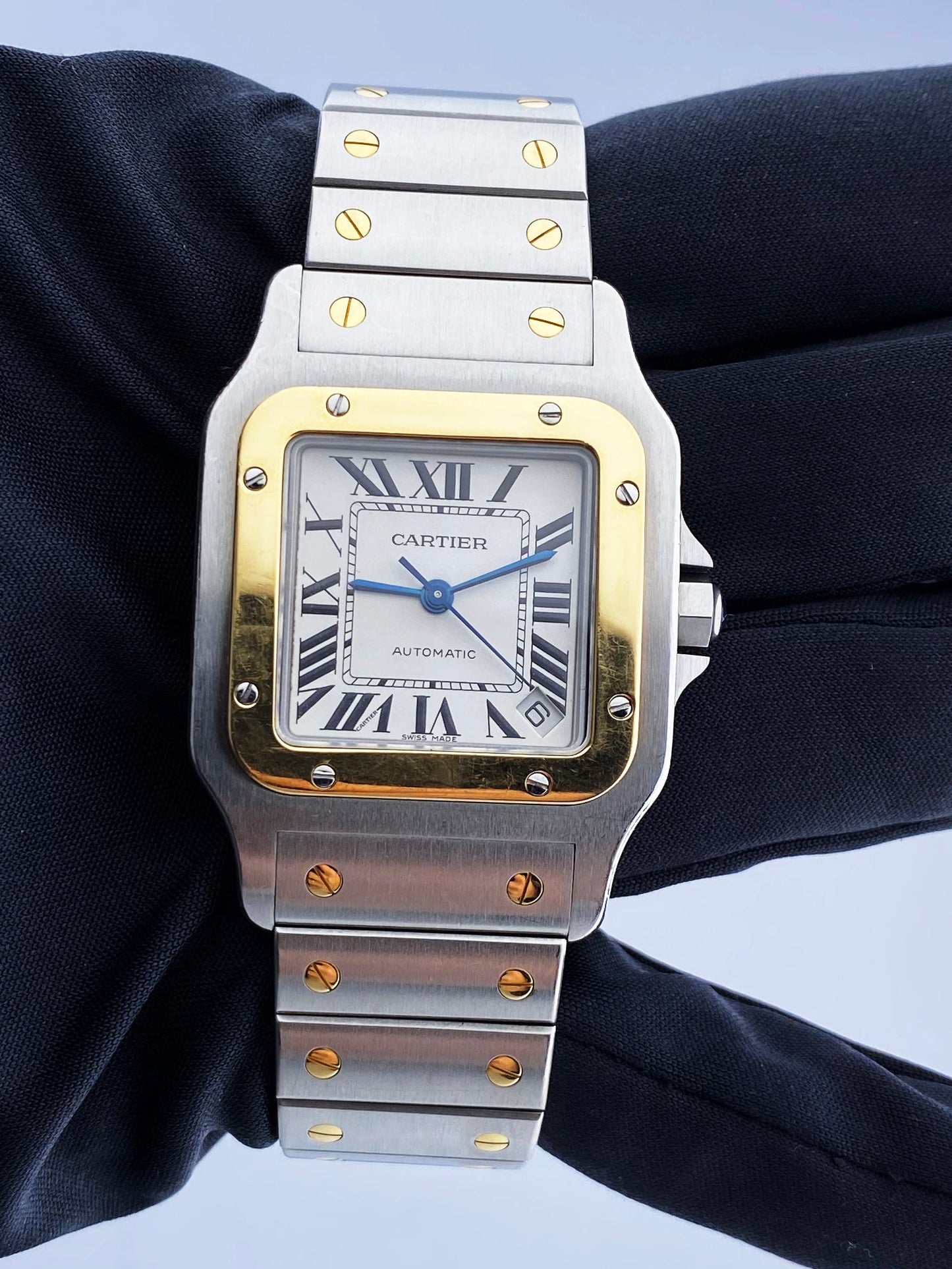 Cartier Santos 2823 18K Yellow Gold & Steel Mens Watch - Virtual
