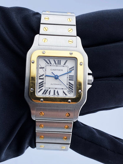 Cartier Santos 2823 18K Yellow Gold & Steel Mens Watch - Virtual