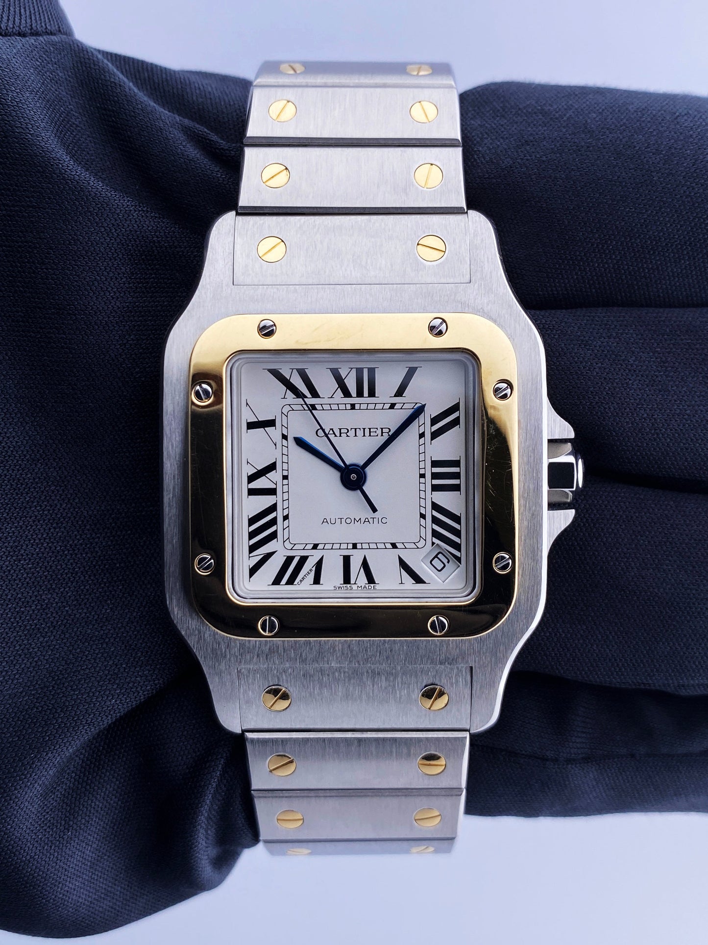 Cartier Santos Galbee W20099C4 18K Yellow Gold & Steel Mens Watch - Virtual