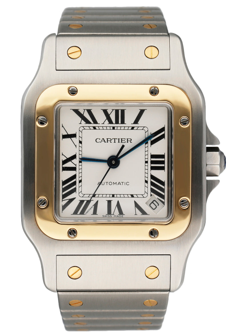 Cartier Santos 2823 18K Yellow Gold & Steel Mens Watch - Virtual