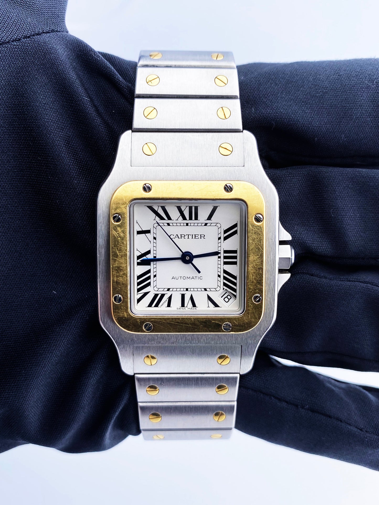 Cartier Santos 2823 18K Yellow Gold & Steel Mens Watch