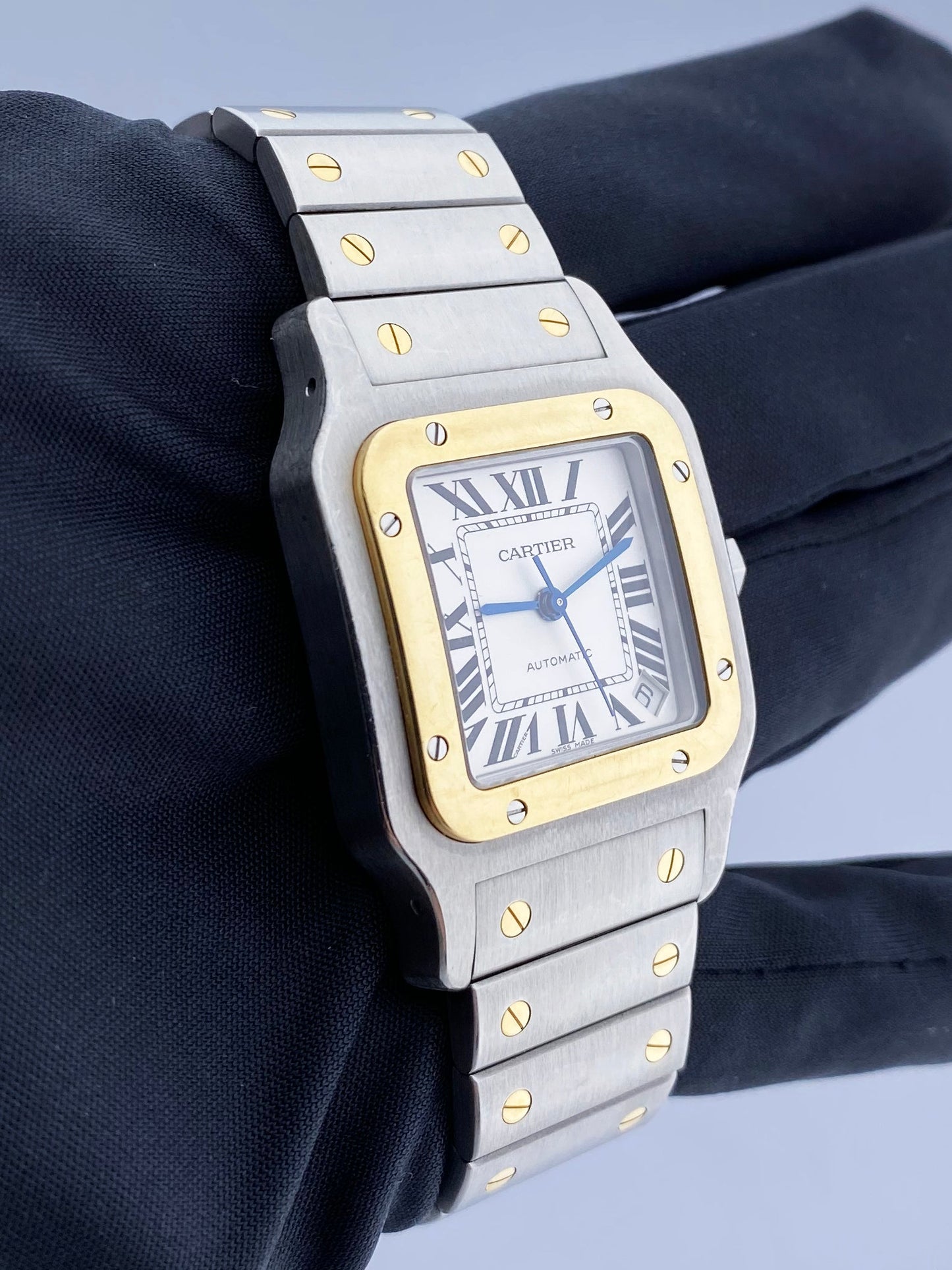 Cartier Santos 2823 18K Yellow Gold & Steel Mens Watch - Virtual