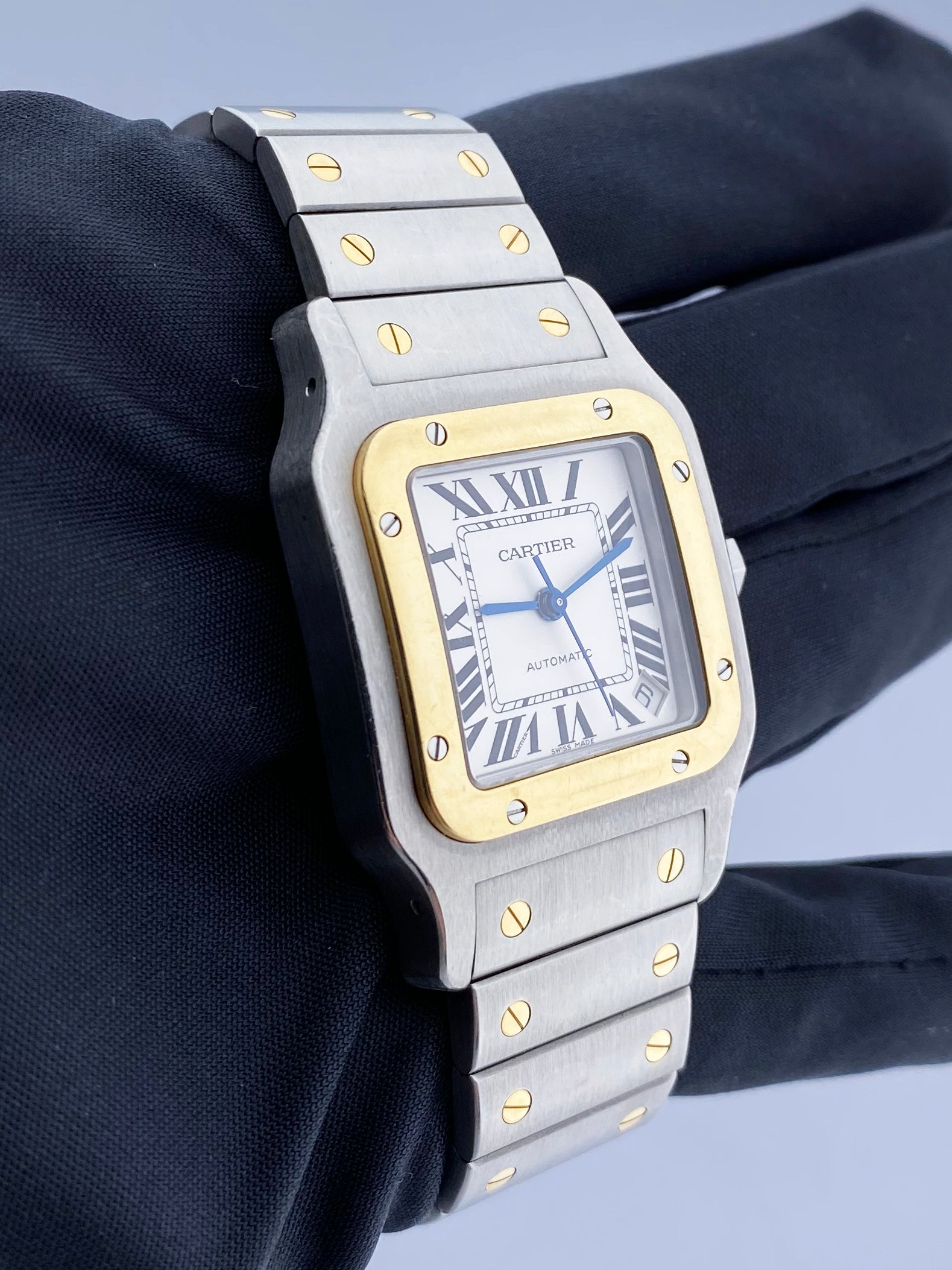 Cartier Santos 2823 18K Yellow Gold & Steel Mens Watch - Virtual