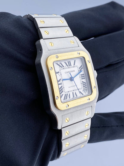 Cartier Santos 2823 18K Yellow Gold & Steel Mens Watch - Virtual
