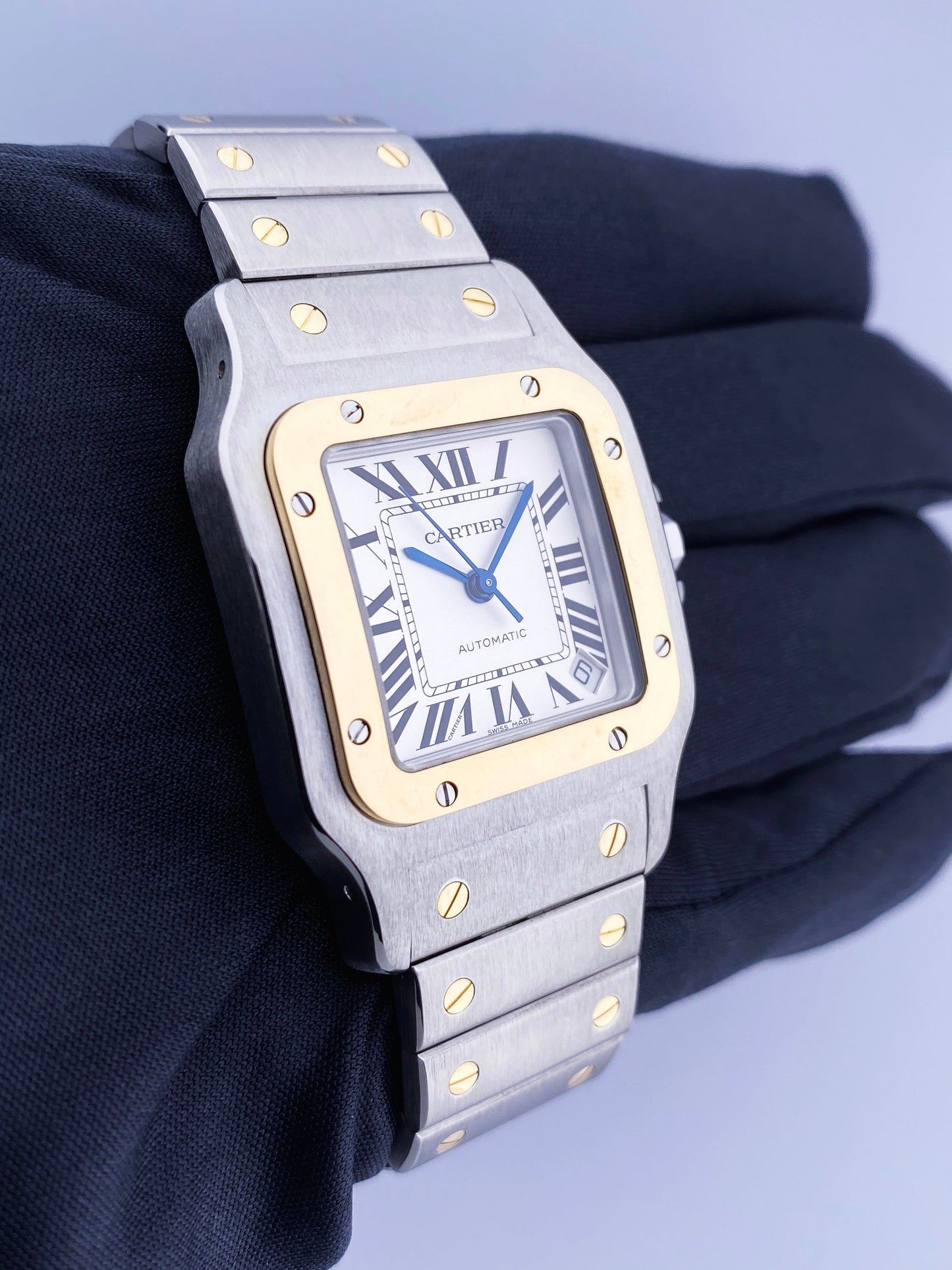 Cartier Santos Galbee W20099C4 18K Yellow Gold & Steel Mens Watch - Virtual