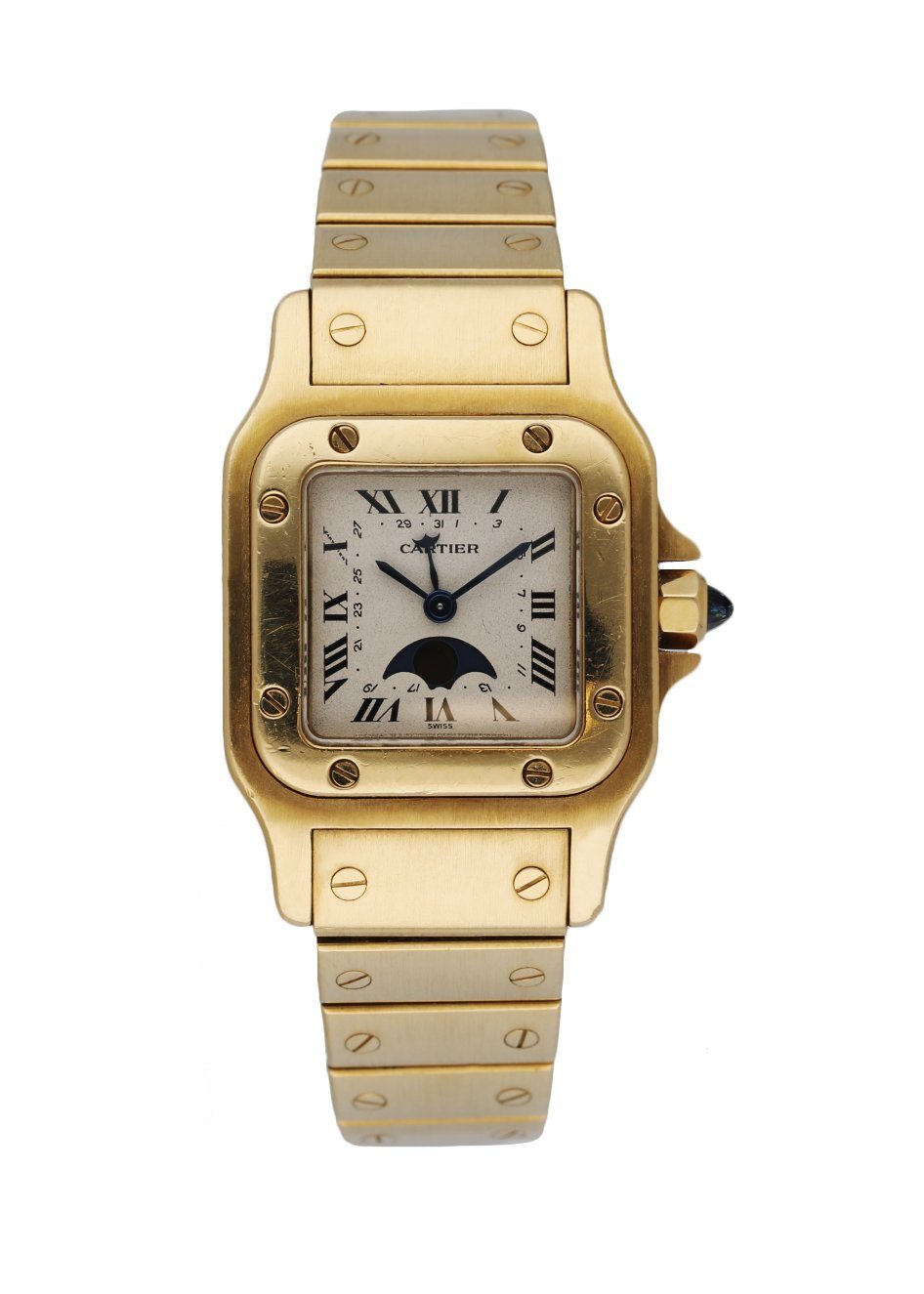 Cartier Santos 819902 18K Yellow Gold Moon Phase Ladies Watch - Wristwatch