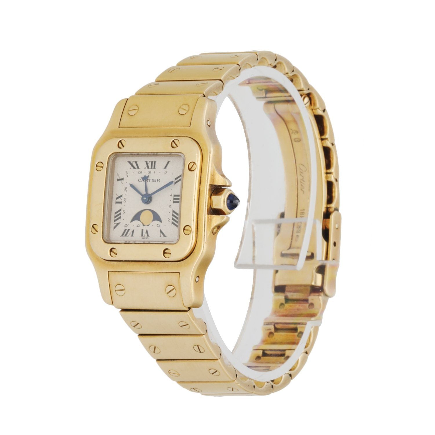 Cartier Santos 819902 18K Yellow Gold Moon Phase Ladies Watch