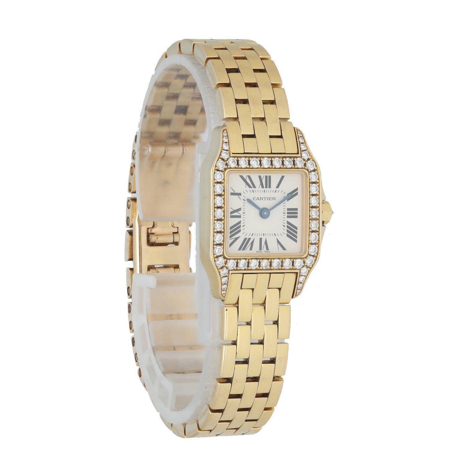 Cartier Santos Demoiselle 2699 Yellow Gold Diamond Ladies Watch Box Papers