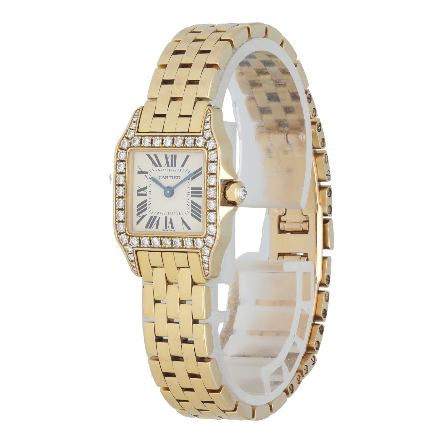 Cartier Santos Demoiselle 2699 Yellow Gold Diamond Ladies Watch Box Papers