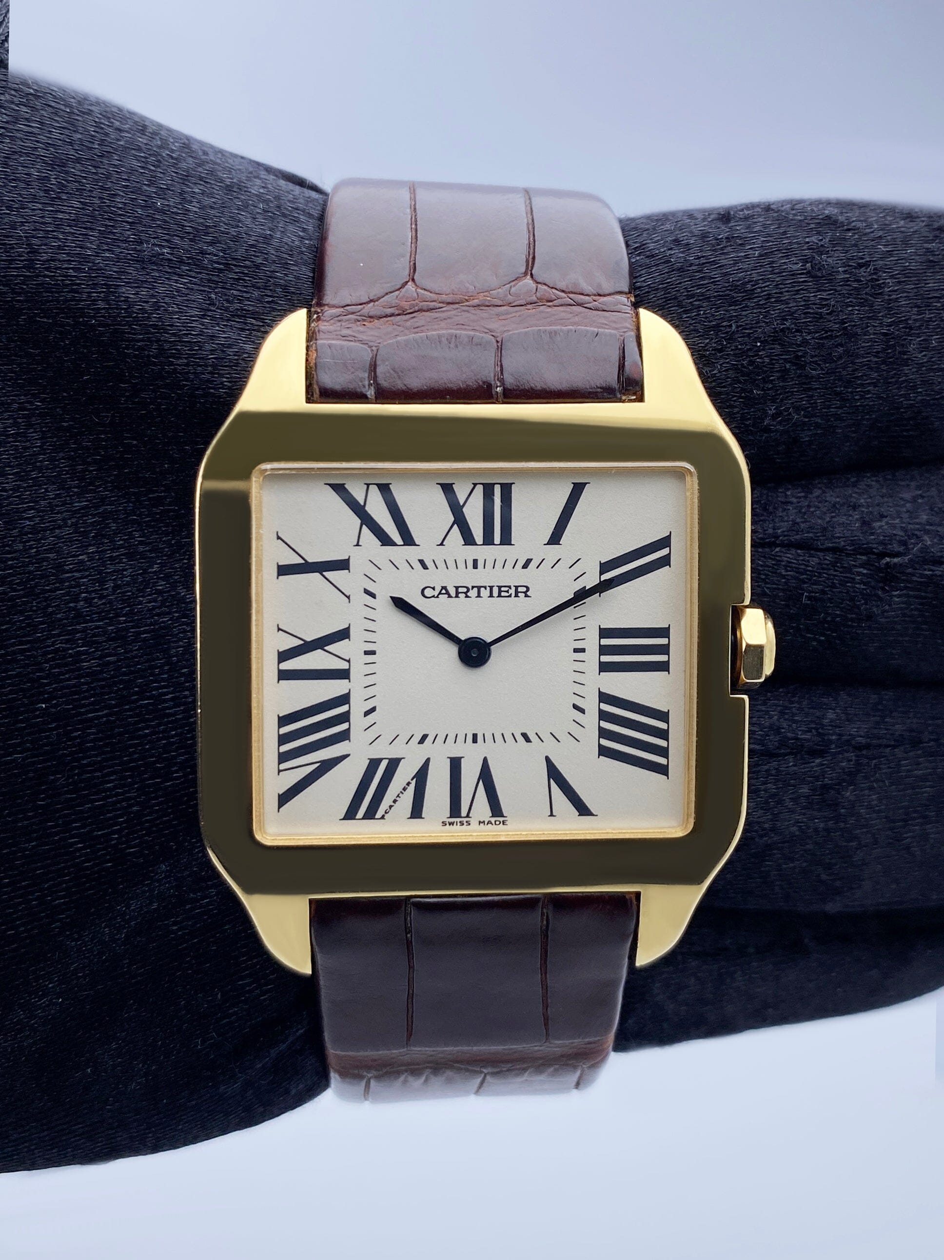 Cartier Santos Dumont W2008751 Large 18k Yellow Gold Mens Watch