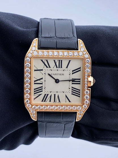 Cartier Santos Dumont WH100351 Rose Gold Diamond Ladies Watch Box Papers - Wristwatch