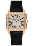 Cartier Santos Dumont WH100351 Rose Gold Diamond Ladies Watch Box Papers - Wristwatch