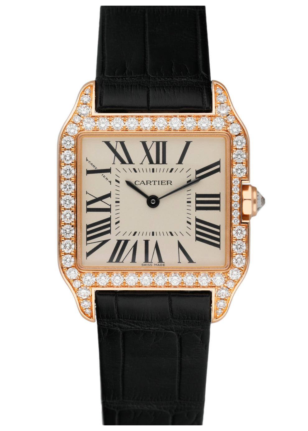 Cartier Santos Dumont WH100351 Rose Gold Diamond Ladies Watch Box Papers - Wristwatch
