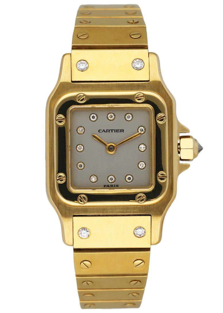 Cartier Santos Galbee 18K Yellow gold Diamond Dial Ladies Watch - Wristwatch