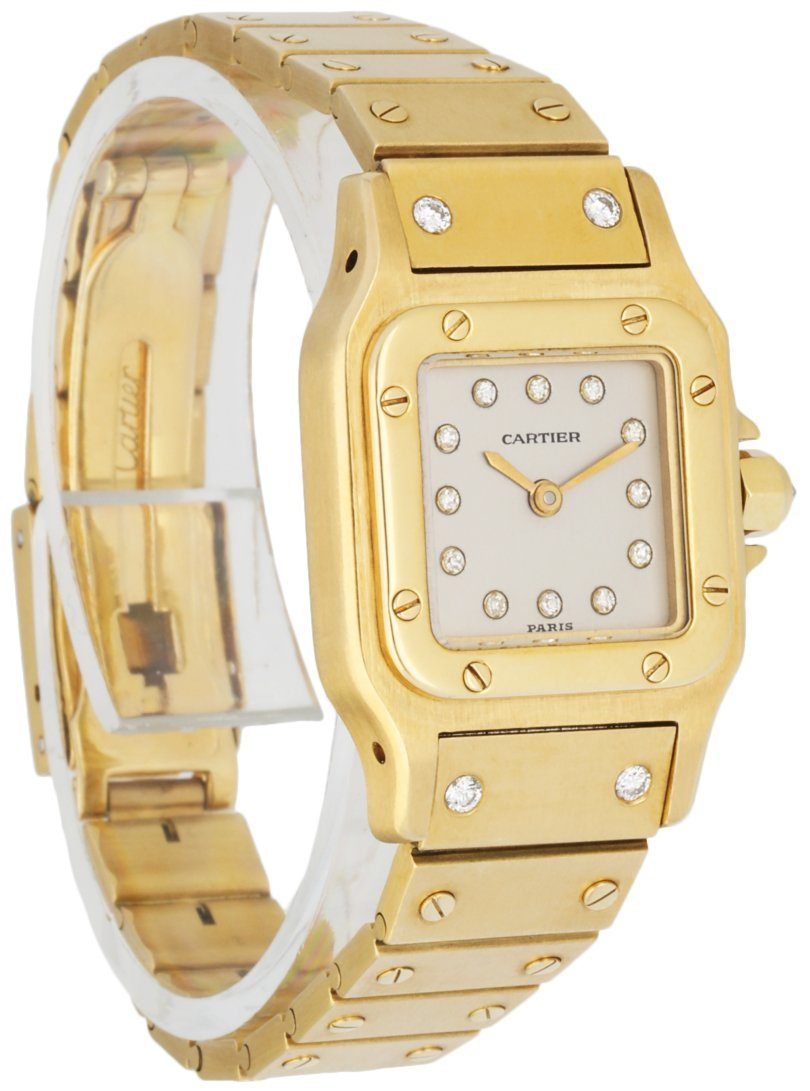Cartier Santos Galbee 18K Yellow gold Diamond Dial Ladies Watch - Wristwatch
