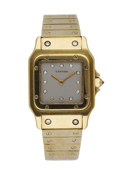 Cartier Santos Galbee 18K Yellow Gold Factory Diamond Dial Automatic Men's Watch