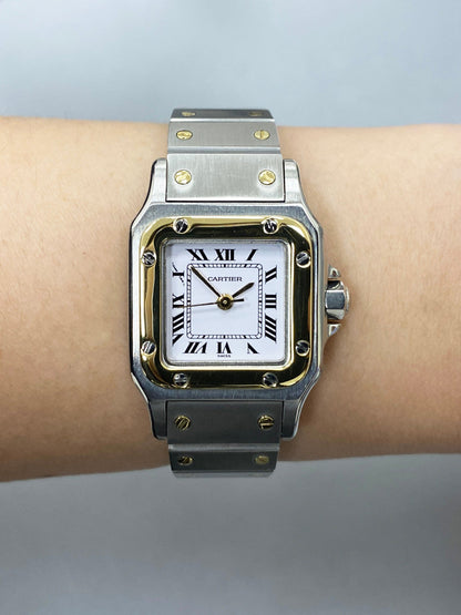 Cartier Santos Galbee 18K Yellow Gold & Steel Ladies Watch - Wristwatch