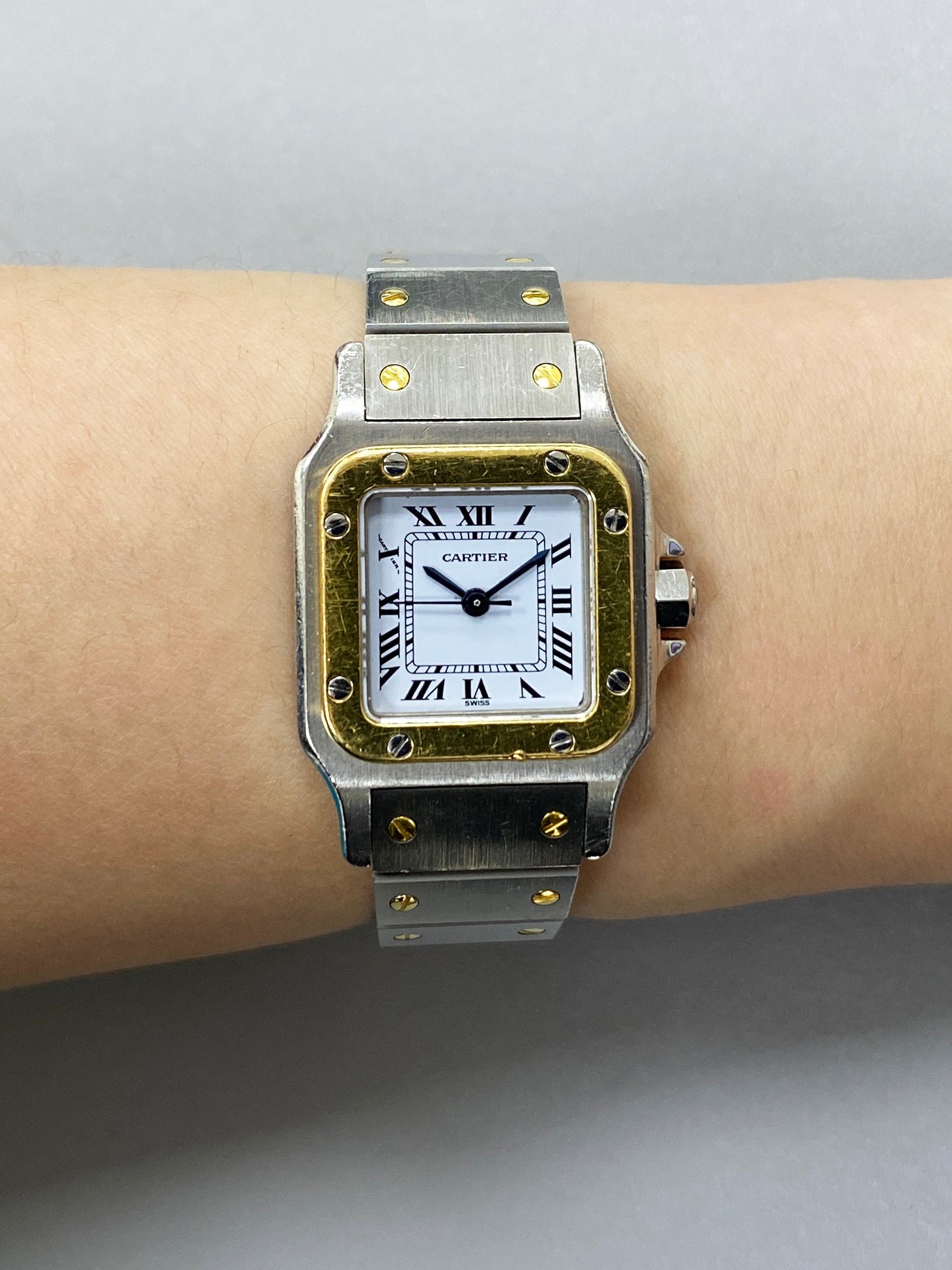 Cartier Santos Galbee Two-Tone 18K Yellow Gold Steel Ladies Watch - Wristwatch