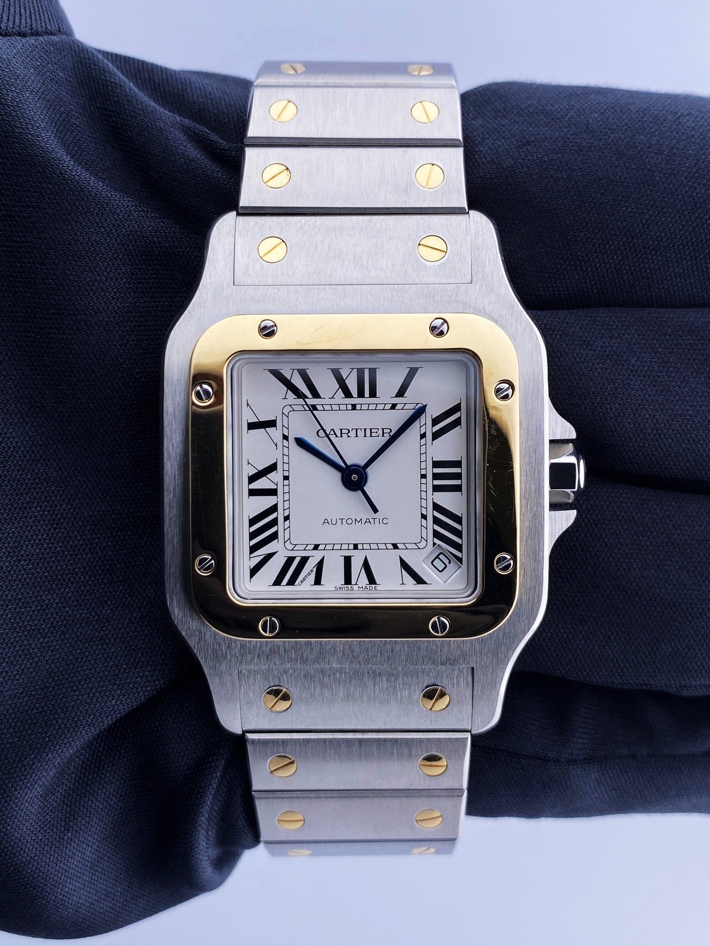 Cartier Santos Galbee W20099C4 18K Yellow Gold & Steel Mens Watch - Virtual