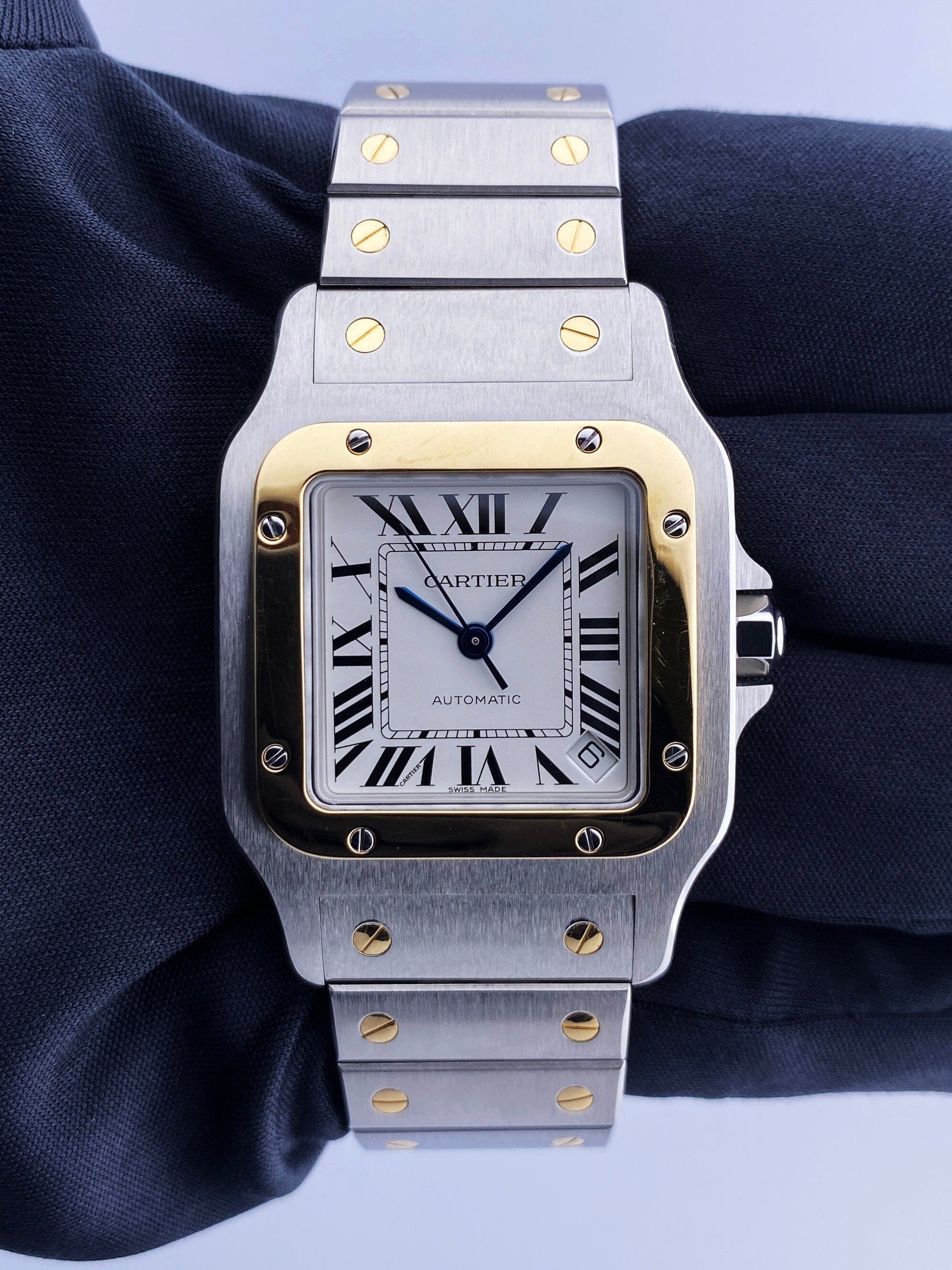 Cartier Santos Galbee W20099C4 18K Yellow Gold & Steel Mens Watch - Virtual