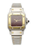 Cartier Santos Two Tone Burgundy Dial Ladies Watch - Wristwatch