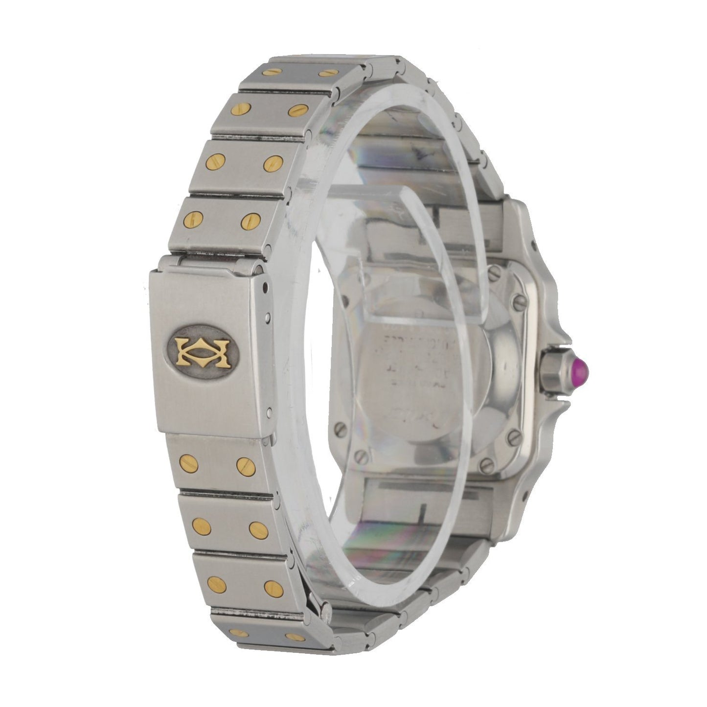 Cartier Santos Two Tone Burgundy Dial Ladies Watch - Wristwatch