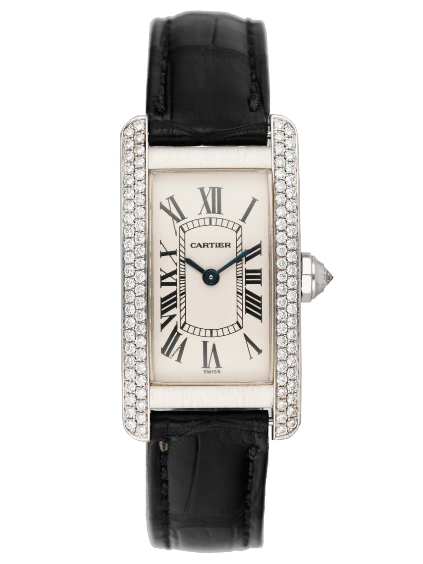 Cartier Tank Americaine 1713 18K White Gold Diamond Ladies Watch - Virtual