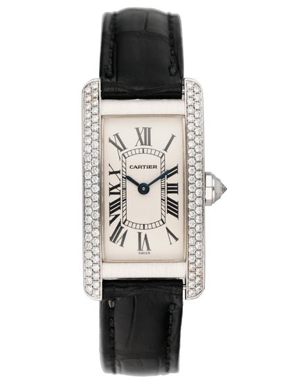 Cartier Tank Americaine 1713 18K White Gold Diamond Ladies Watch - Virtual