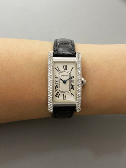 Cartier Tank Americaine 1713 18K White Gold Diamond Ladies Watch - Virtual