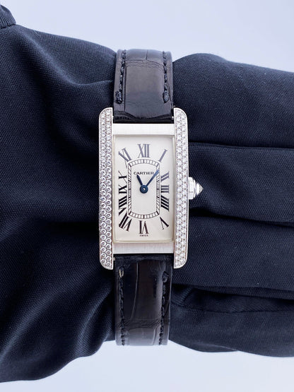 Cartier Tank Americaine 1713 18K White Gold Diamond Ladies Watch - Virtual