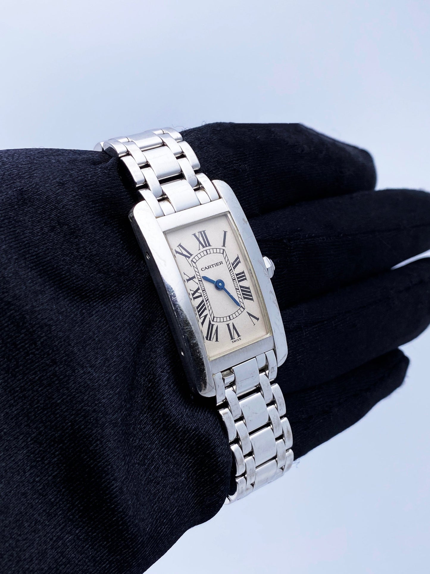Cartier Tank Americaine 1713 18K White Gold Ladies Watch - Wristwatch