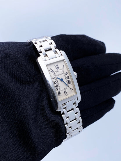 Cartier Tank Americaine 1713 18K White Gold Ladies Watch - Wristwatch