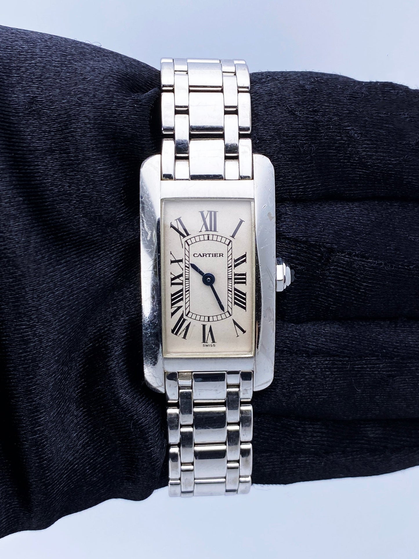 Cartier Tank Americaine 1713 18K White Gold Ladies Watch - Wristwatch