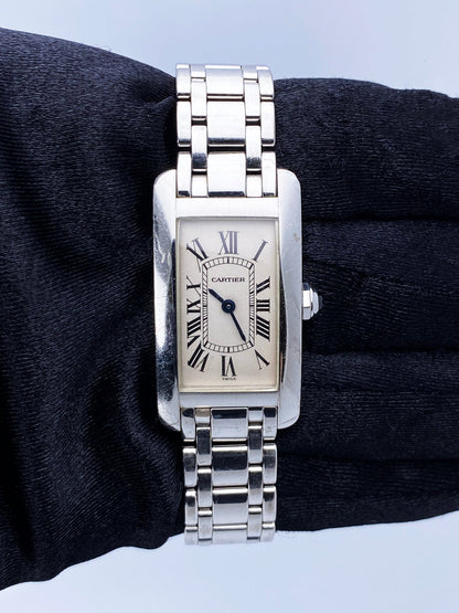 Cartier Tank Americaine 1713 18K White Gold Ladies Watch - Wristwatch