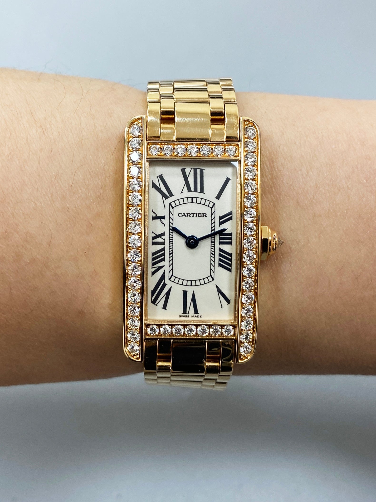 Cartier Tank Americaine WB7079M5 2503 Diamond Ladies Watch Box Papers - Wristwatch