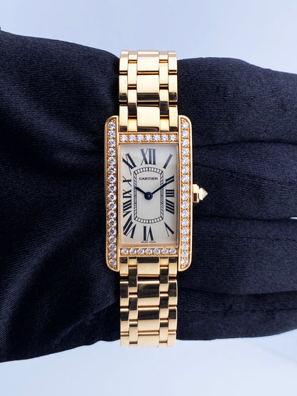 Cartier Tank Americaine WB7079M5 2503 Diamond Ladies Watch Box Papers - Wristwatch