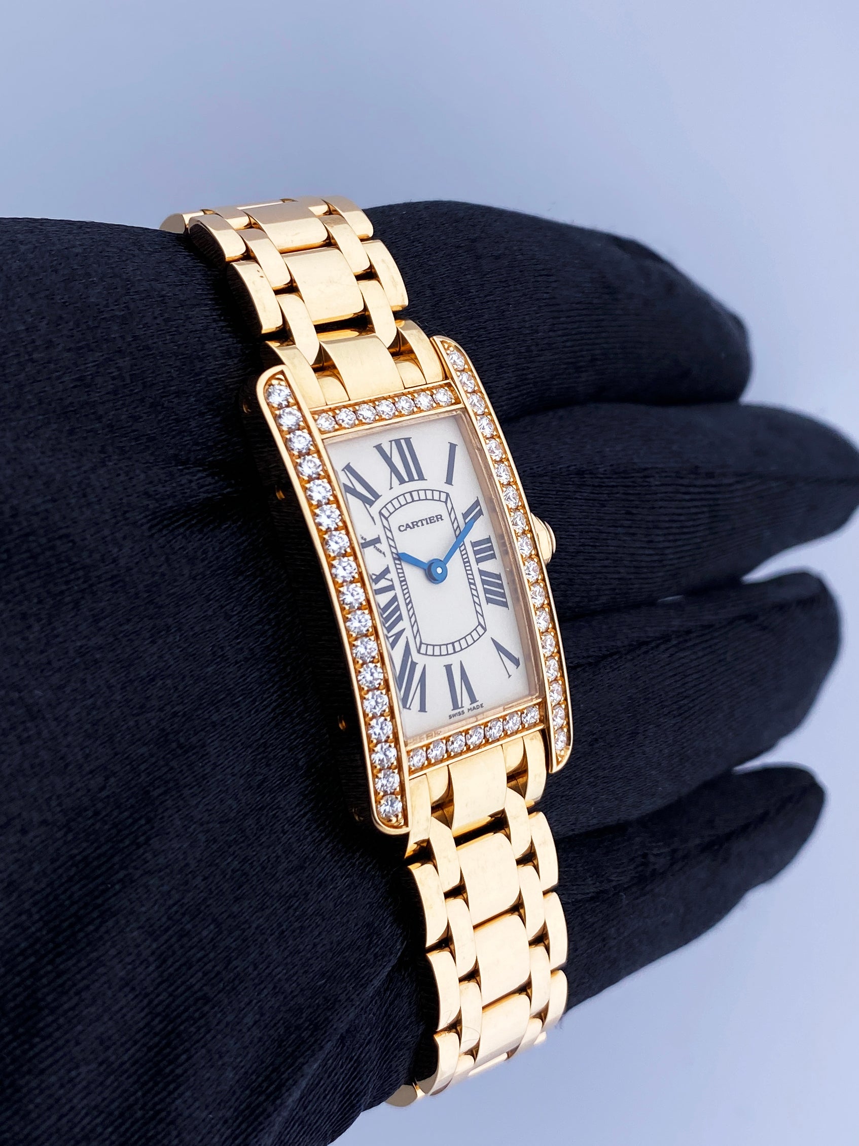 Cartier Tank Americaine WB7079M5 2503 Diamond Ladies Watch Box Papers - Wristwatch