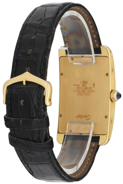 Cartier Tank Americaine Large 1735 18k Yellow Gold Mens Watch - Wristwatch