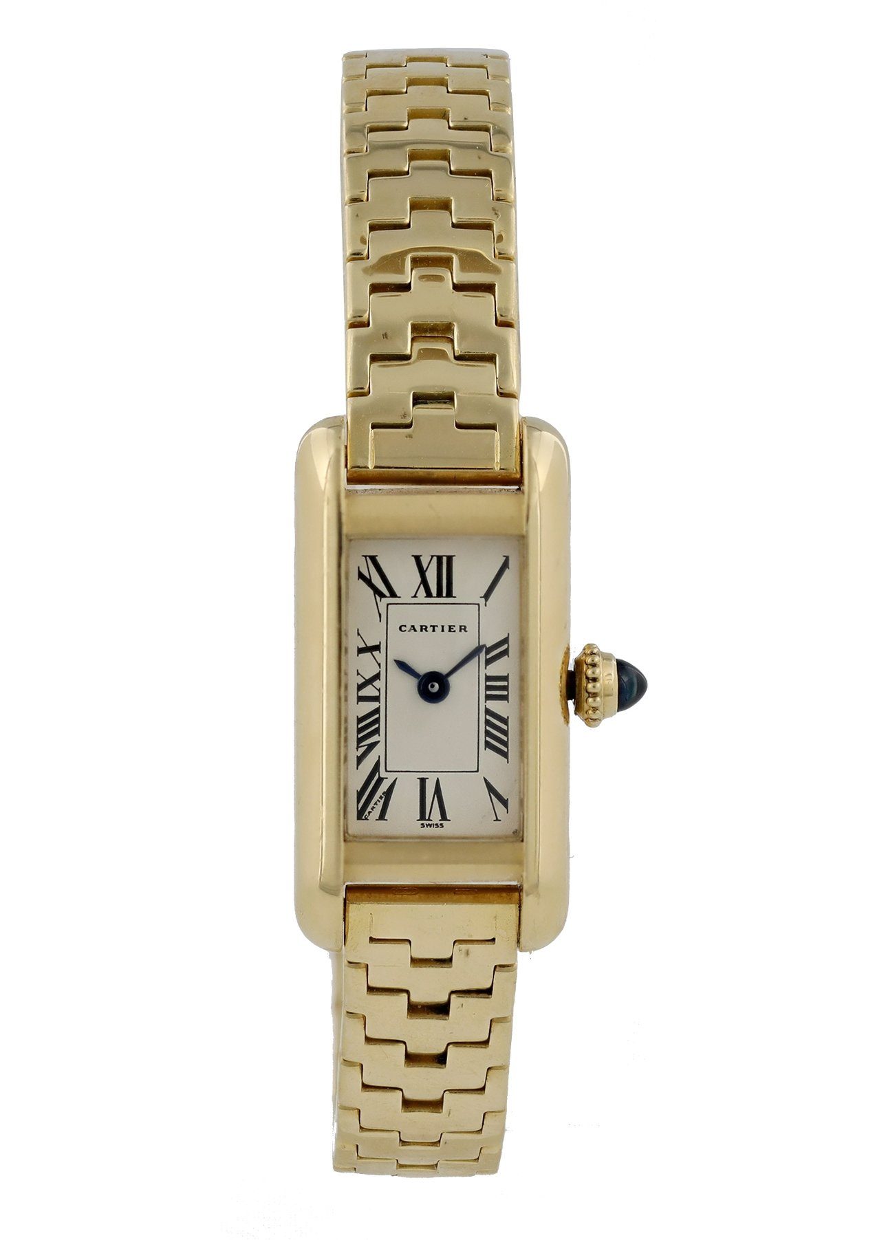 Cartier Tank Americaine Mini 1380 18K Yellow Gold Laides Watch - Wristwatch