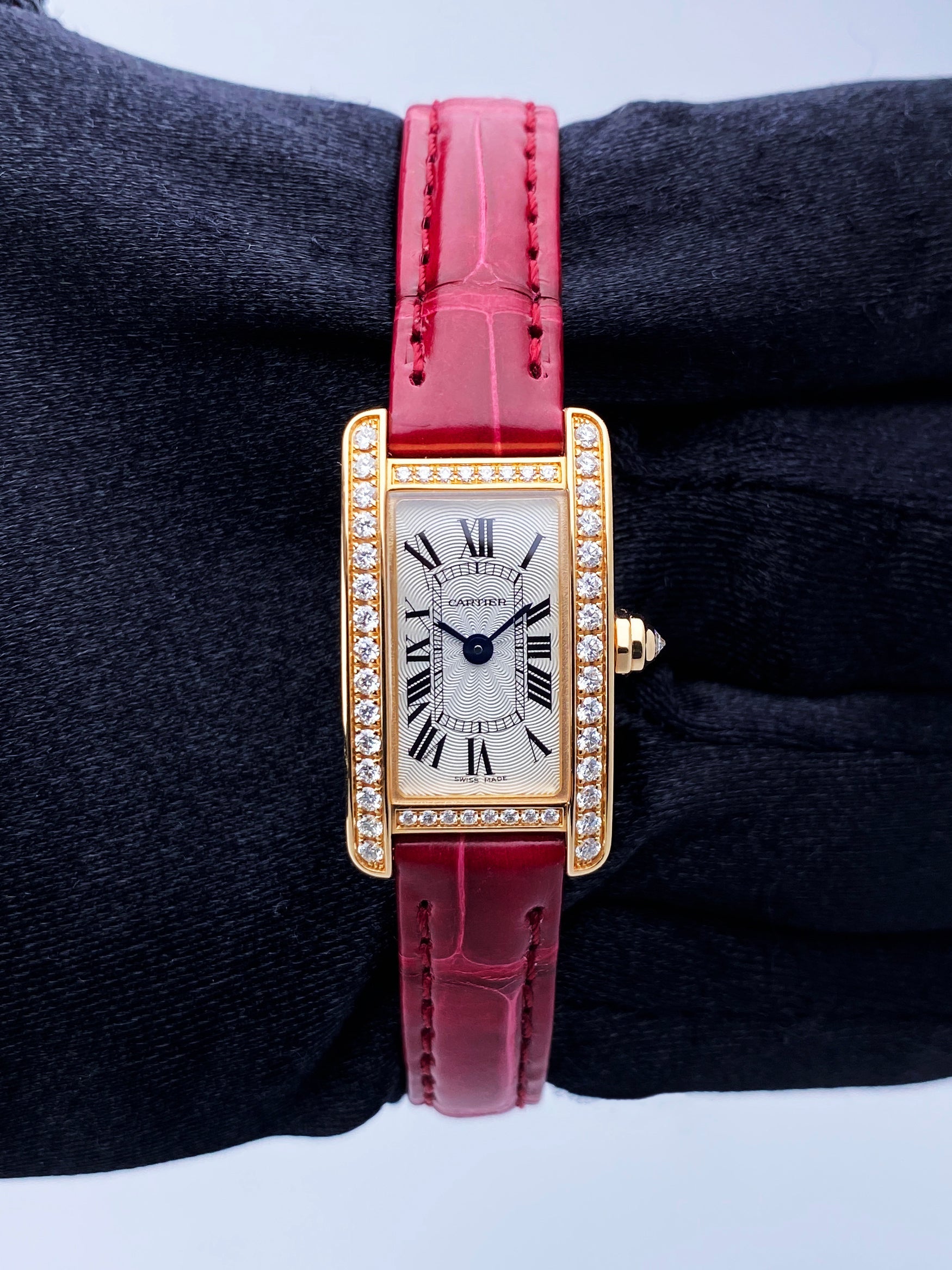 Cartier Tank Americaine Mini 3673 18K Rose Gold Ladies Watch Box Papers