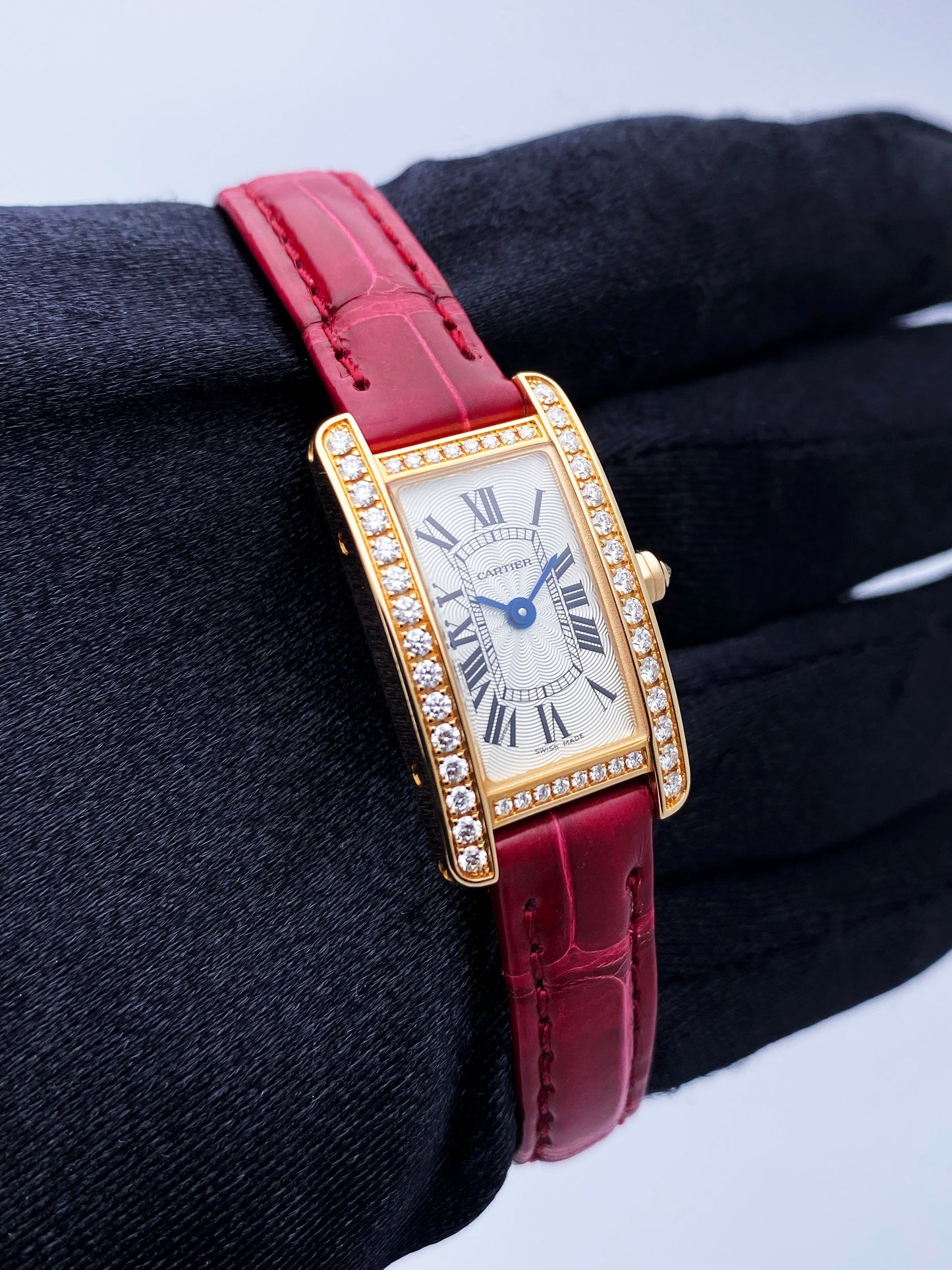 Cartier Tank Americaine Mini 3673 18K Rose Gold Ladies Watch Box Papers